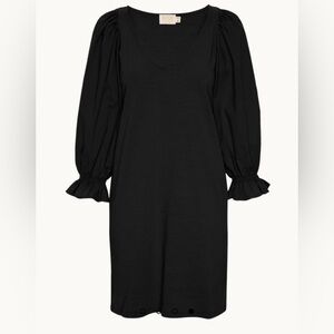Nation Ltd Oralia Mini Dress Balloon Longsleeves V Neck Cotton Black XS New